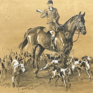 original hunting work of art by michael lyne signed drawing american foxhounds